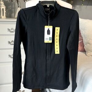32 Degrees Heat Waffle Full Zip Active Tech Black Jacket Womens Small Athletic